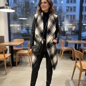 Fashion Nova Black and White Plaid Vest